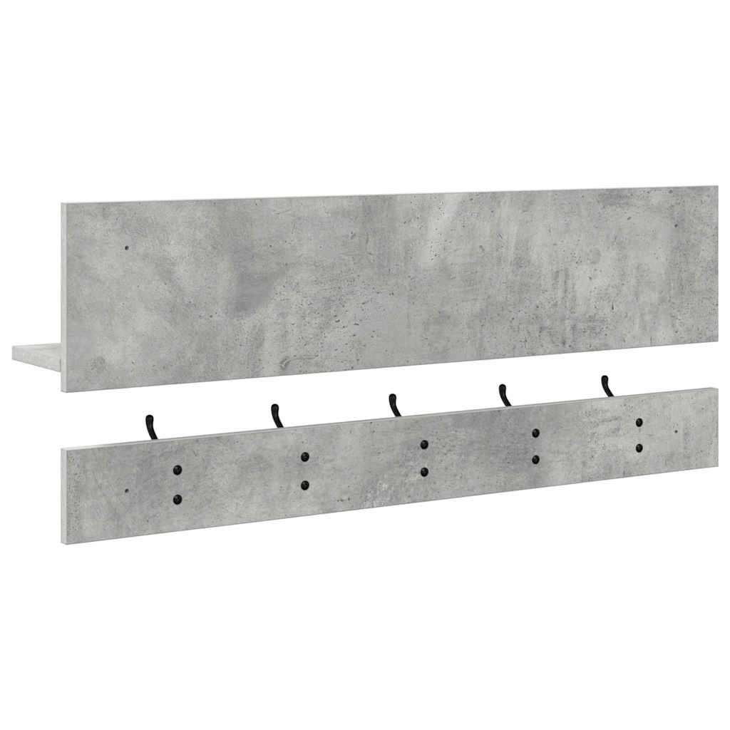 Porte-manteau mural avec étagère Gris béton 90 x 15 x 36 cm