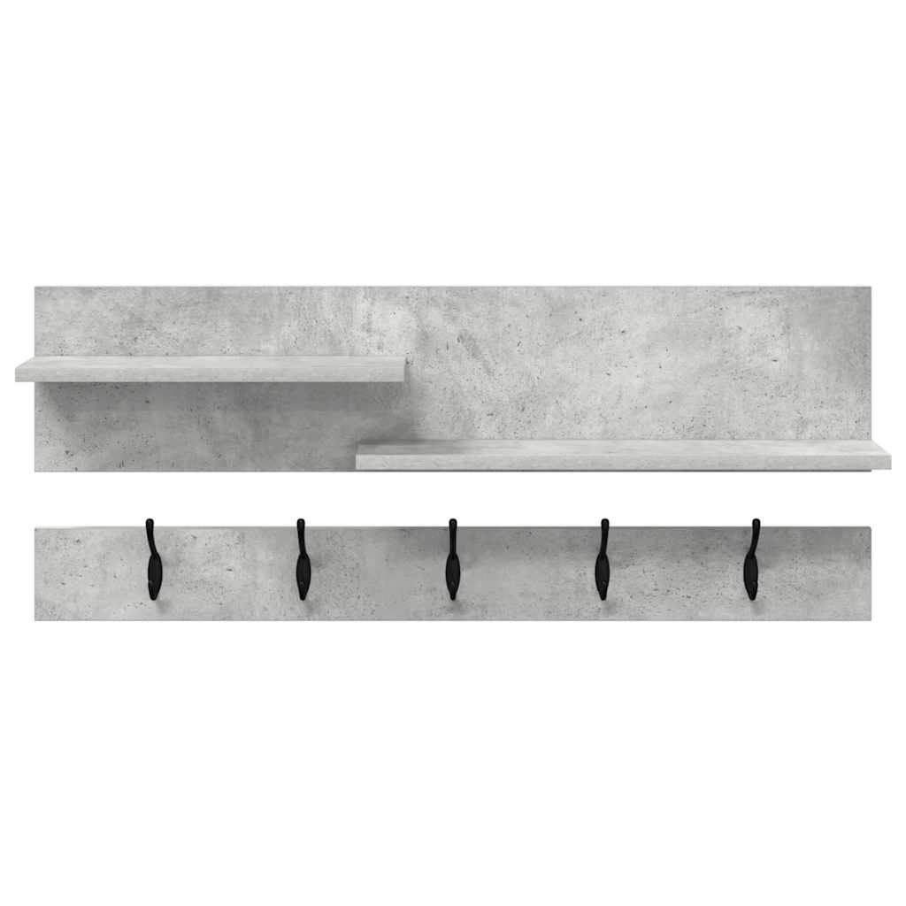 Porte-manteau mural avec étagère Gris béton 90 x 15 x 36 cm