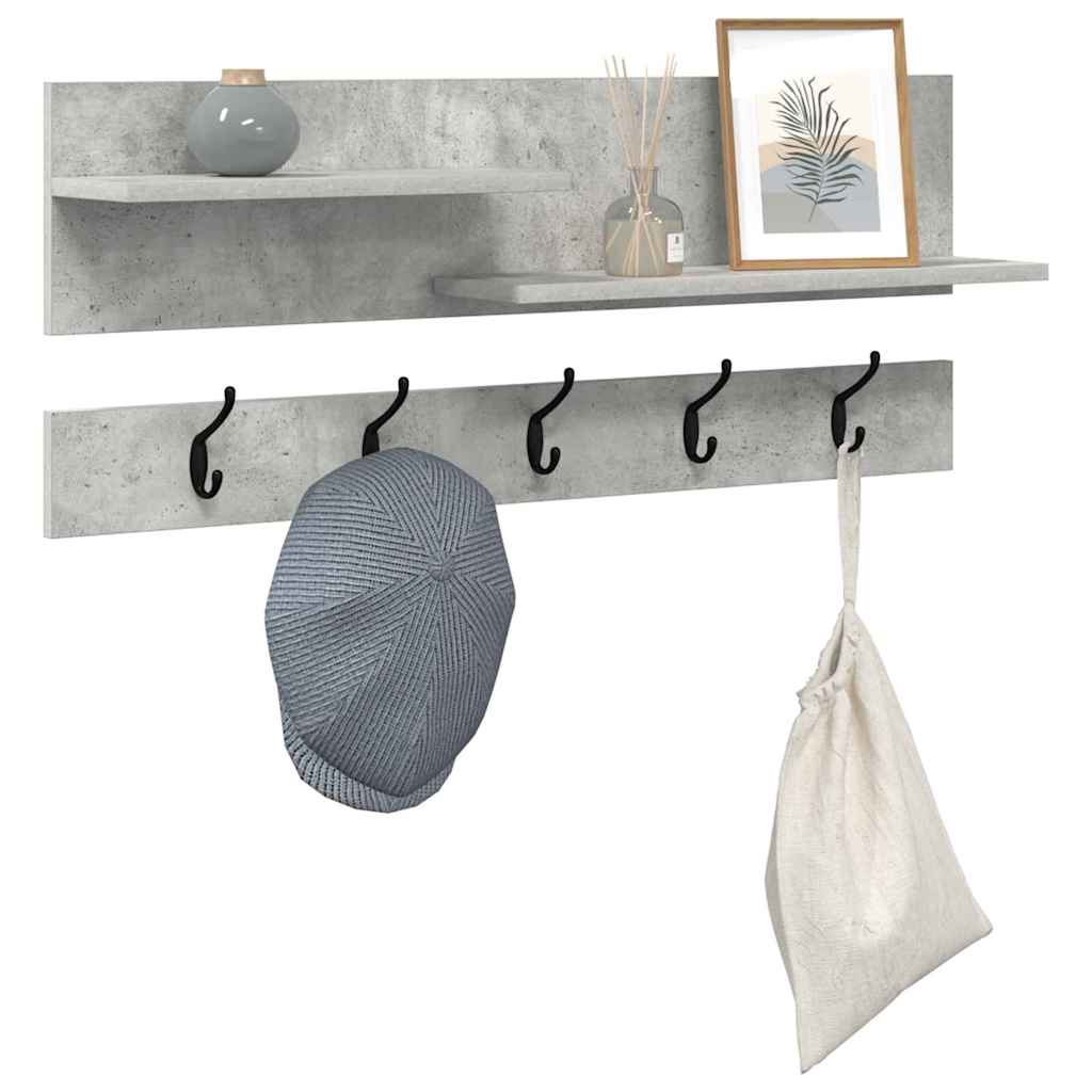 Porte-manteau mural avec étagère Gris béton 90 x 15 x 36 cm