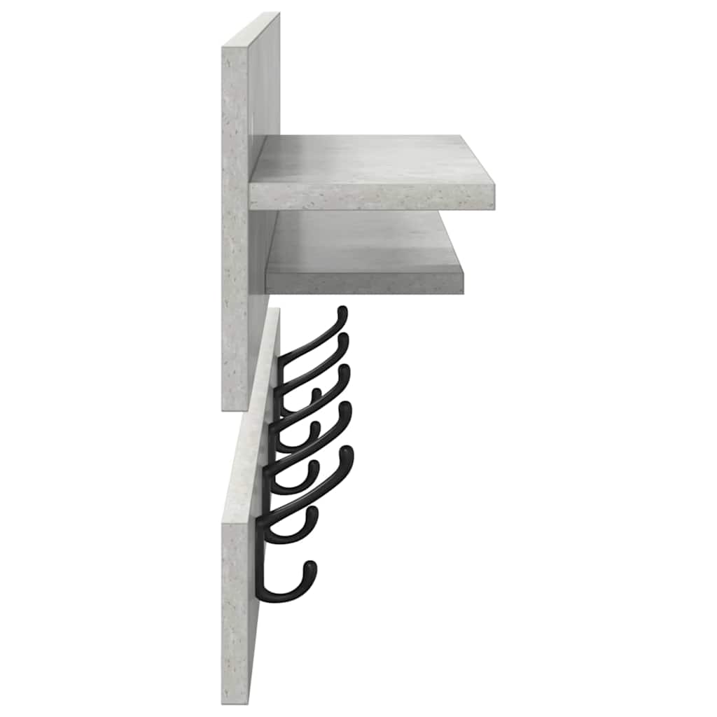 Porte-manteau mural avec étagère Gris béton 90 x 15 x 36 cm