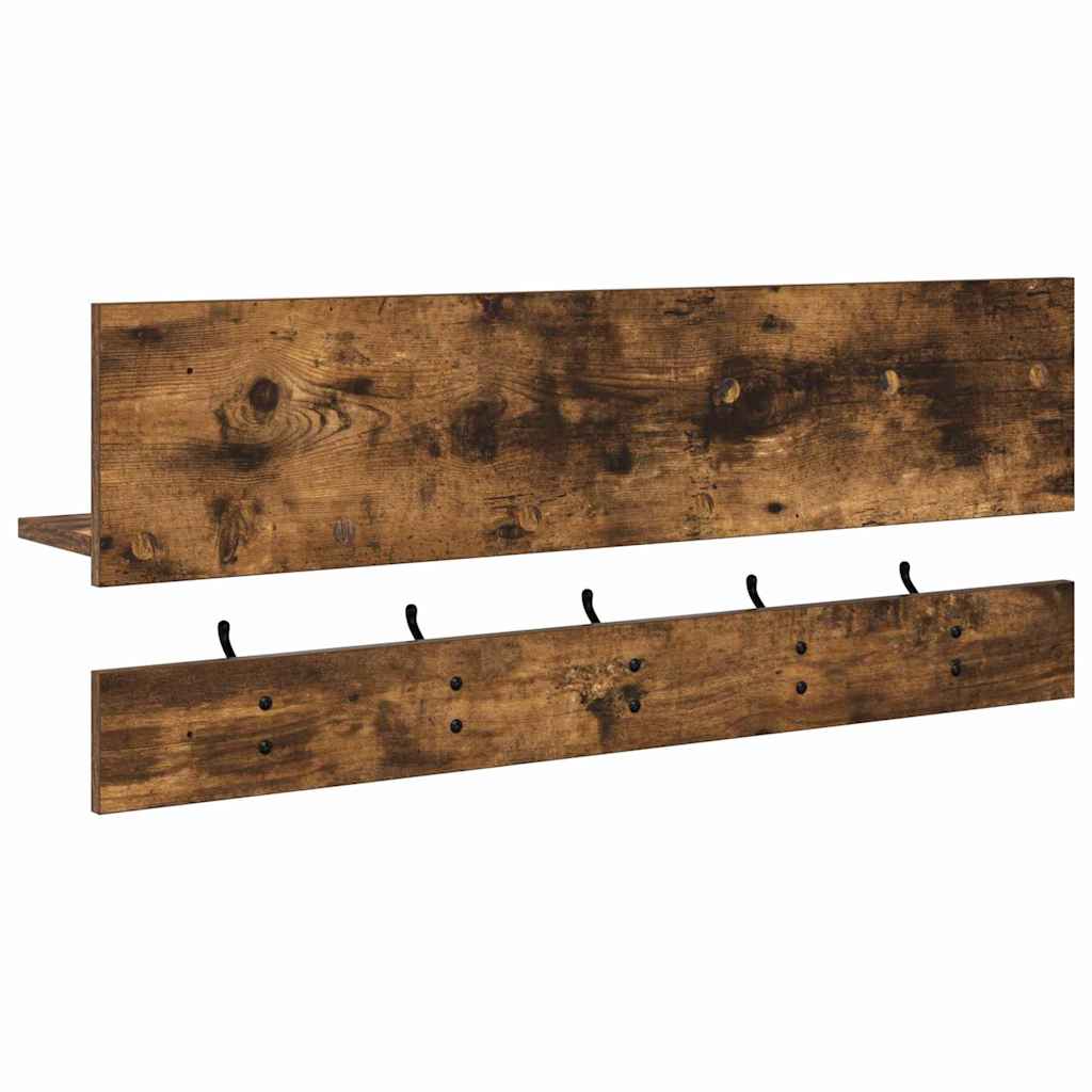 Porte-manteau mural avec étagère Chêne fumé 90 x 15 x 36 cm