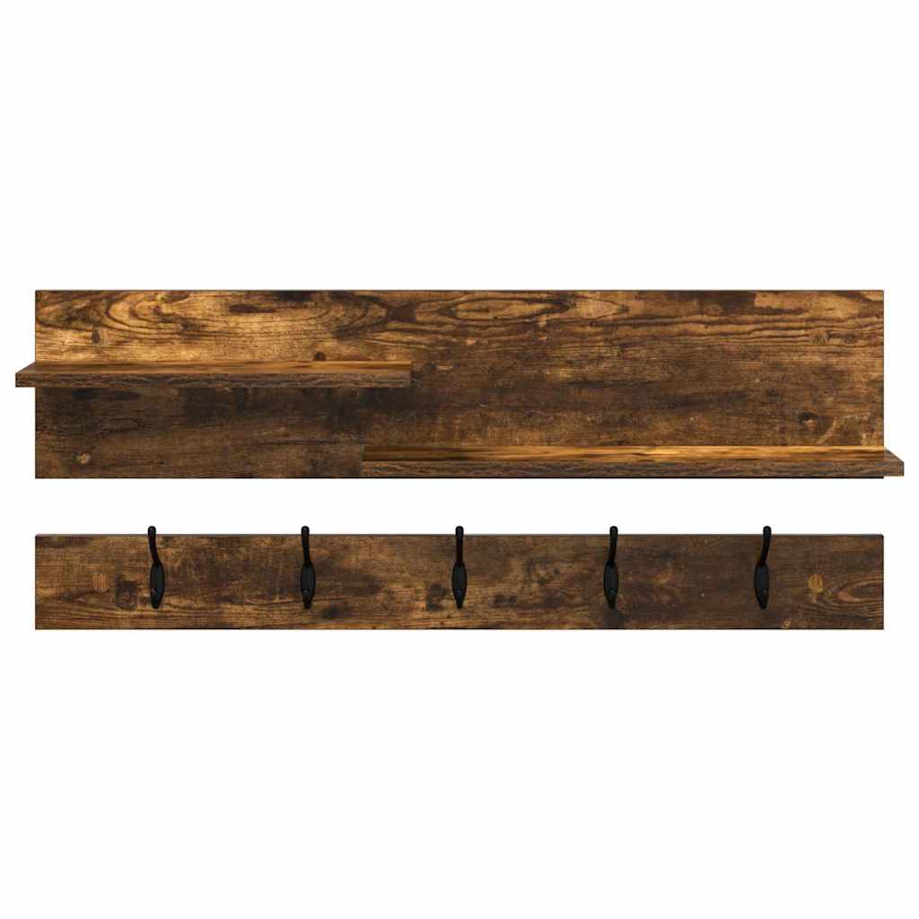 Porte-manteau mural avec étagère Chêne fumé 90 x 15 x 36 cm