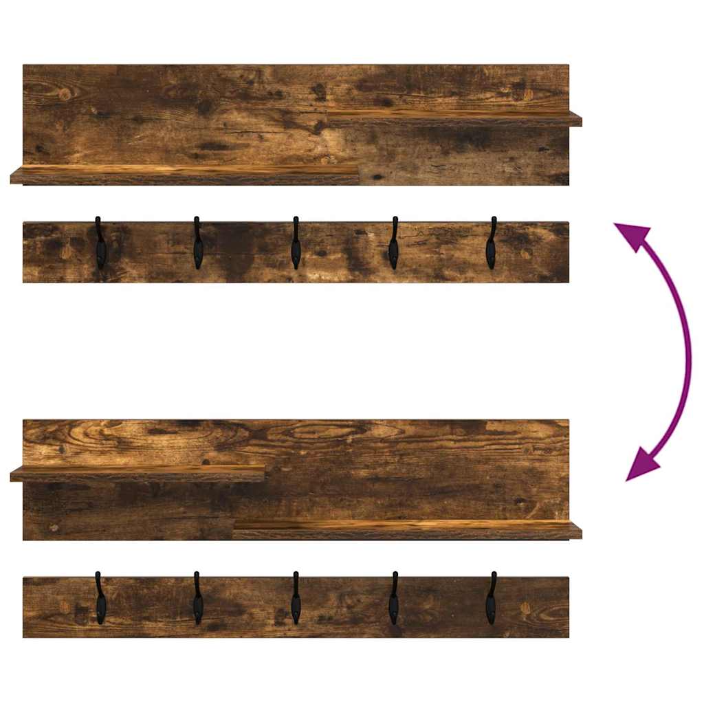 Porte-manteau mural avec étagère Chêne fumé 90 x 15 x 36 cm