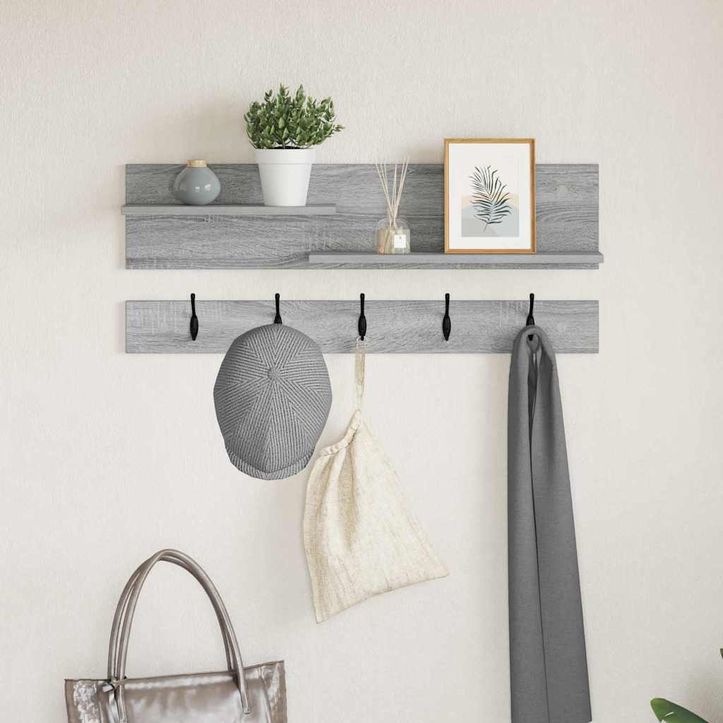 Porte-manteau mural avec étagère Sonoma gris 90 x 15 x 36 cm