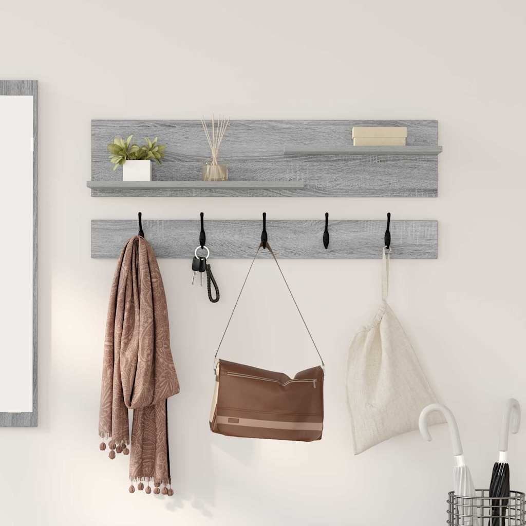 Porte-manteau mural avec étagère Sonoma gris 90 x 15 x 36 cm
