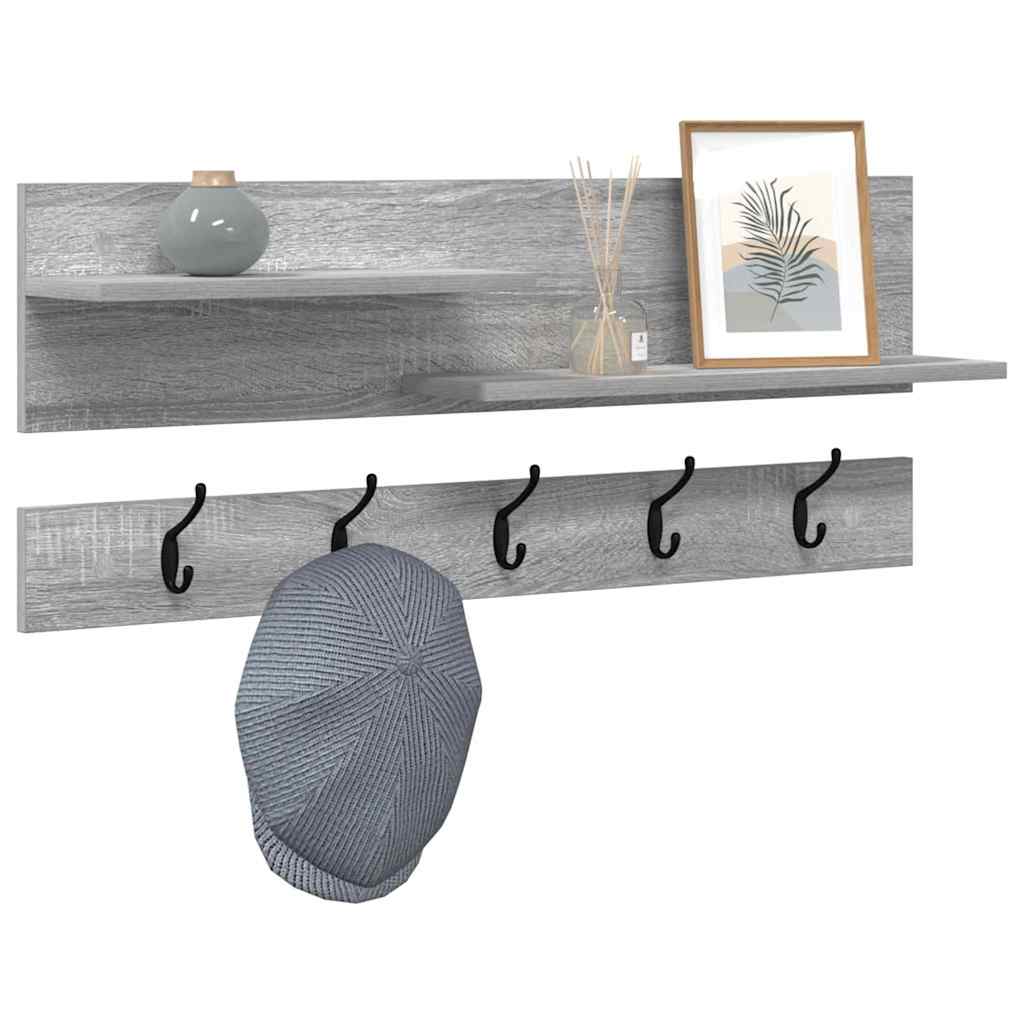 Porte-manteau mural avec étagère Sonoma gris 90 x 15 x 36 cm