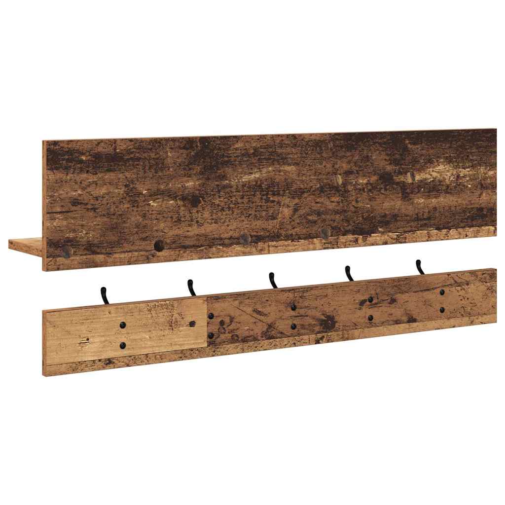 Porte-manteau mural avec étagère Bois ancien 90 x 15 x 36 cm