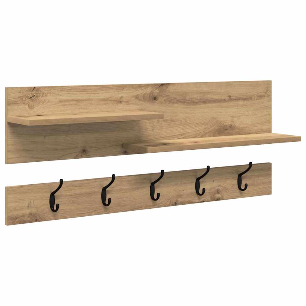 Porte-manteau mural chêne artisanal 90 x 15 x 36 cm
