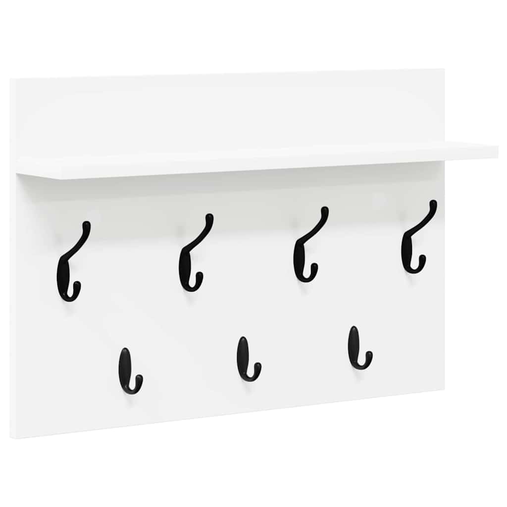 Porte-manteau mural Blanc 60 x 40 x 12 cm Bois d'ingénierie