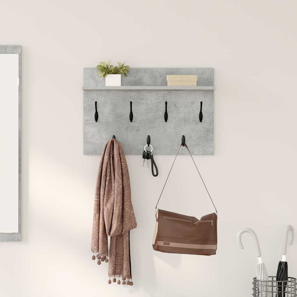 Porte-manteau mural avec étagère Gris béton 60 x 40 x 12 cm