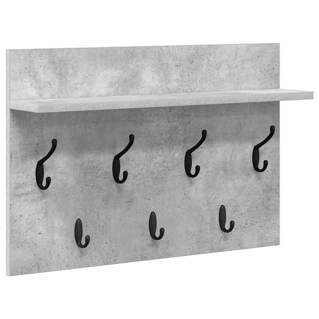 Porte-manteau mural avec étagère Gris béton 60 x 40 x 12 cm