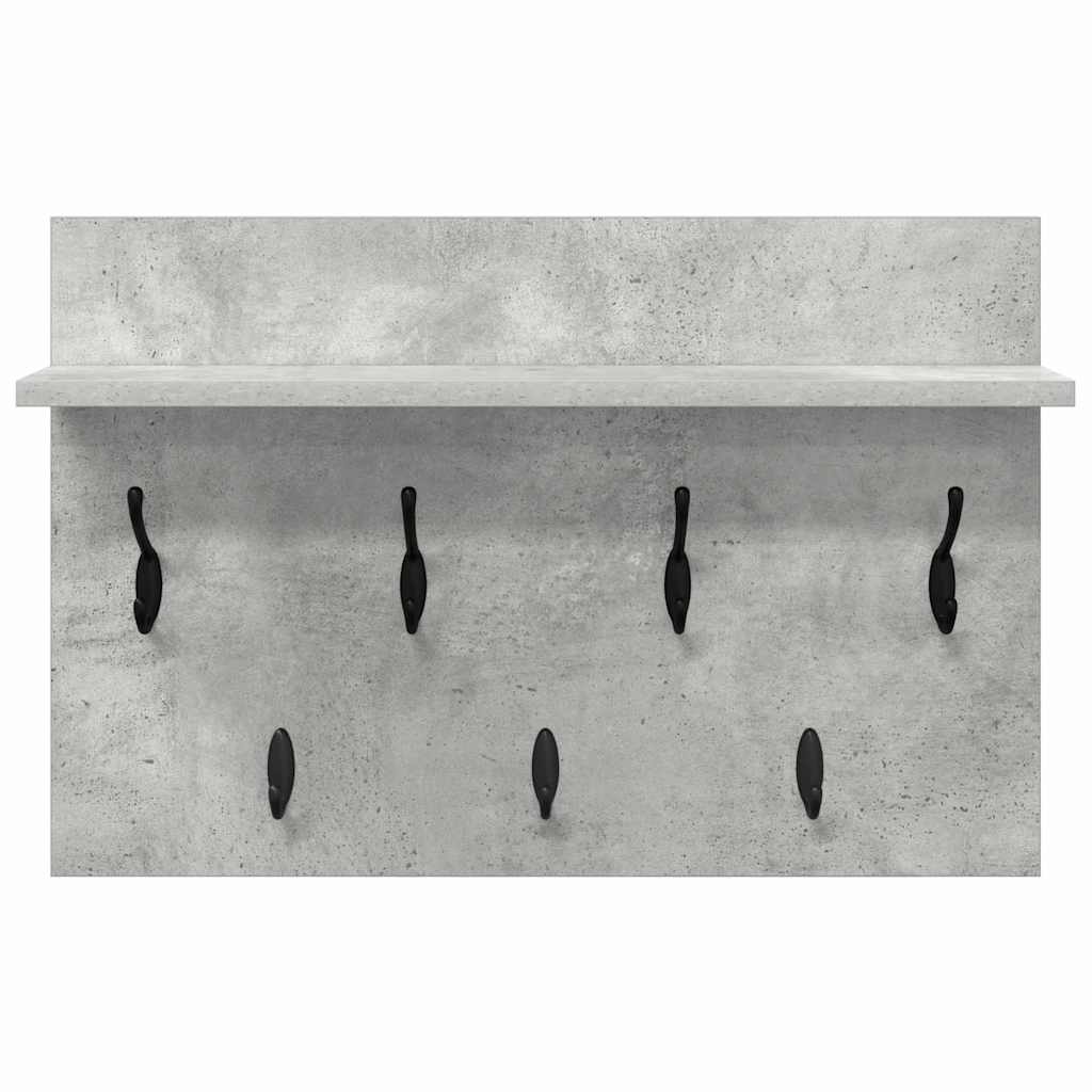 Porte-manteau mural avec étagère Gris béton 60 x 40 x 12 cm