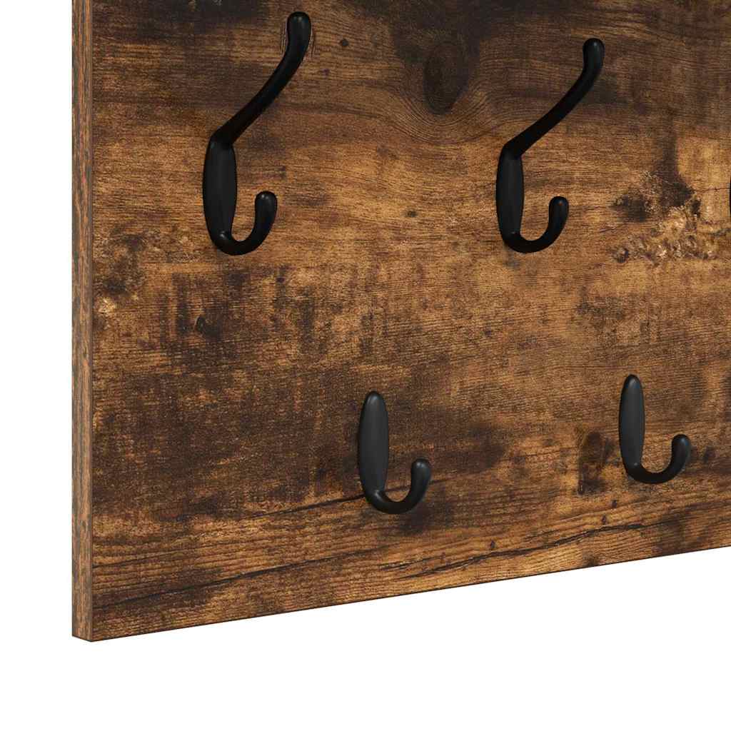 Porte-manteau mural avec étagère Chêne fumé 60 x 40 x 12 cm