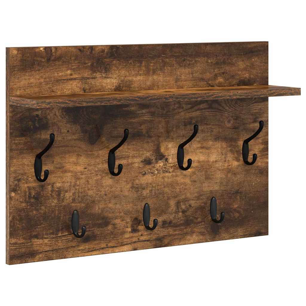 Porte-manteau mural avec étagère Chêne fumé 60 x 40 x 12 cm