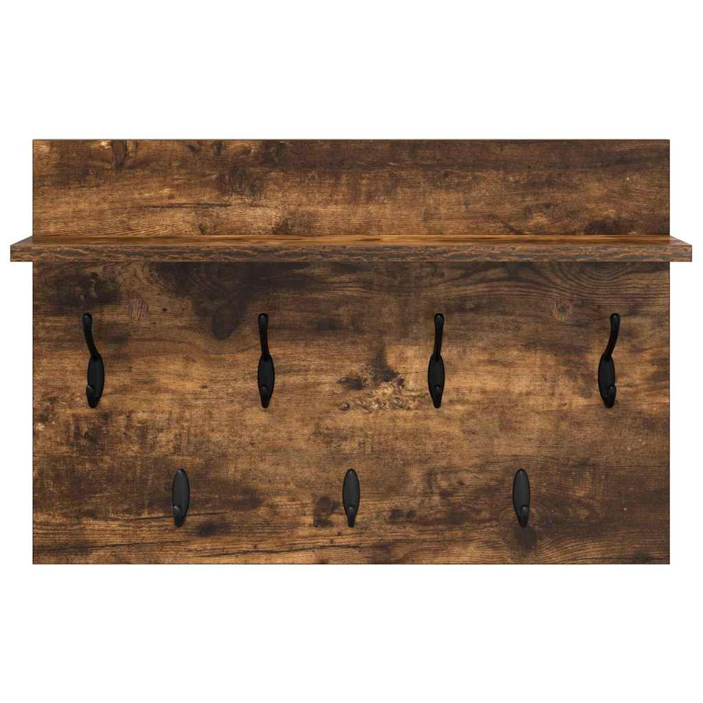 Porte-manteau mural avec étagère Chêne fumé 60 x 40 x 12 cm