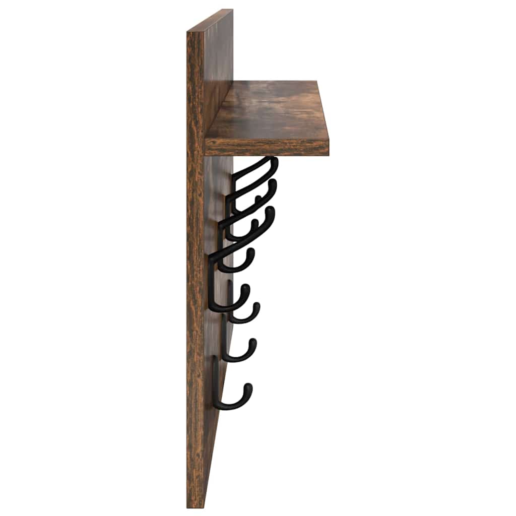 Porte-manteau mural avec étagère Chêne fumé 60 x 40 x 12 cm