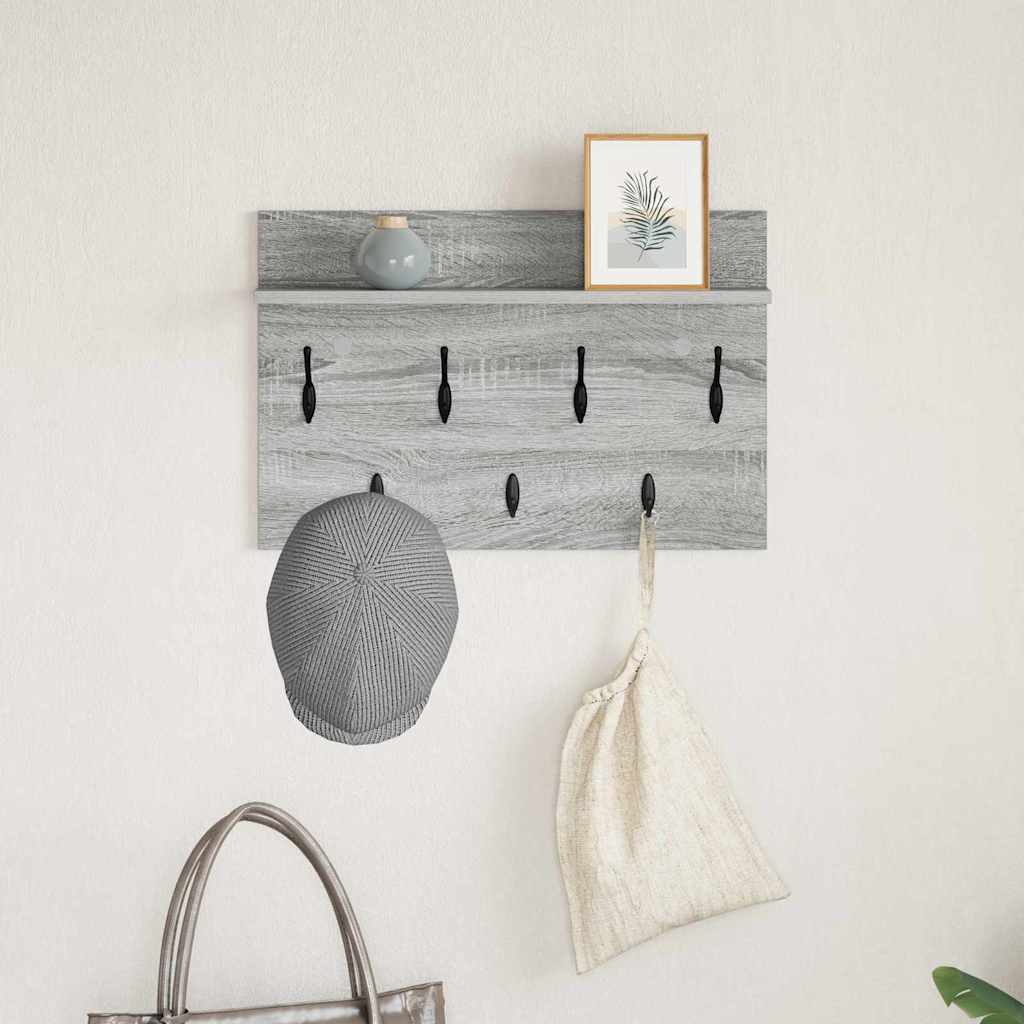 Porte-manteau mural avec étagère Sonoma gris 60 x 40 x 12 cm