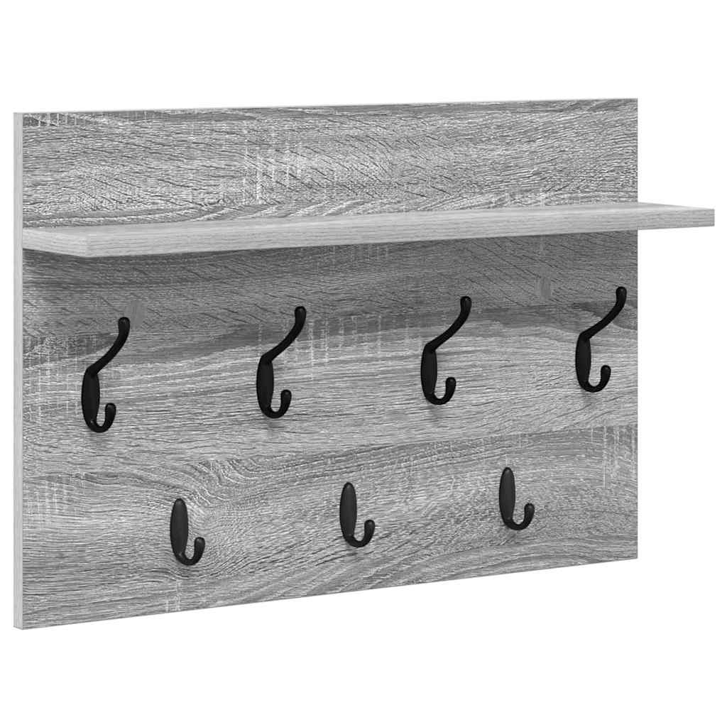 Porte-manteau mural avec étagère Sonoma gris 60 x 40 x 12 cm