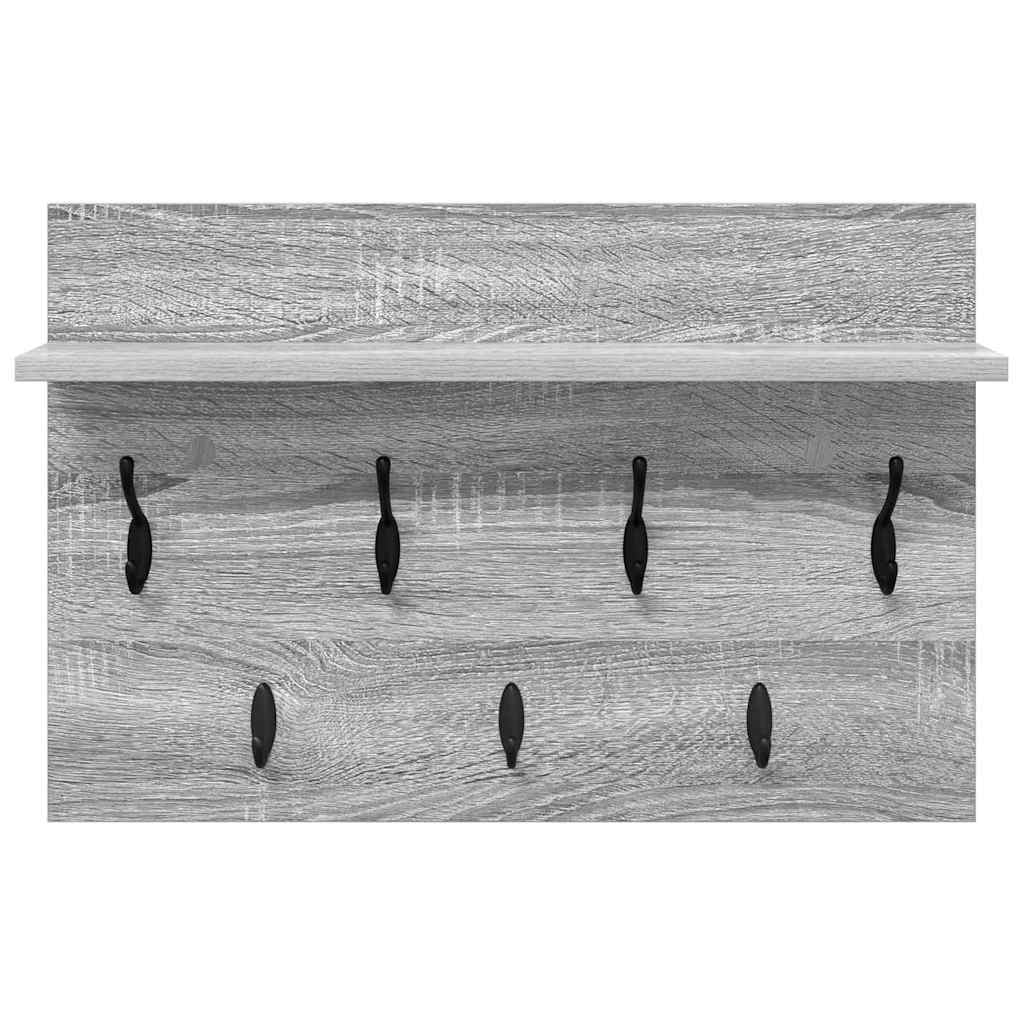 Porte-manteau mural avec étagère Sonoma gris 60 x 40 x 12 cm