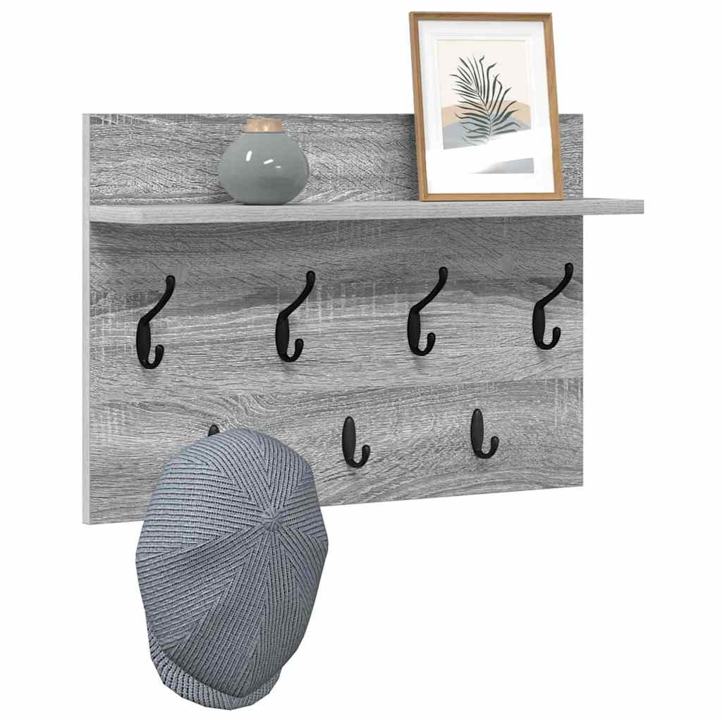 Porte-manteau mural avec étagère Sonoma gris 60 x 40 x 12 cm