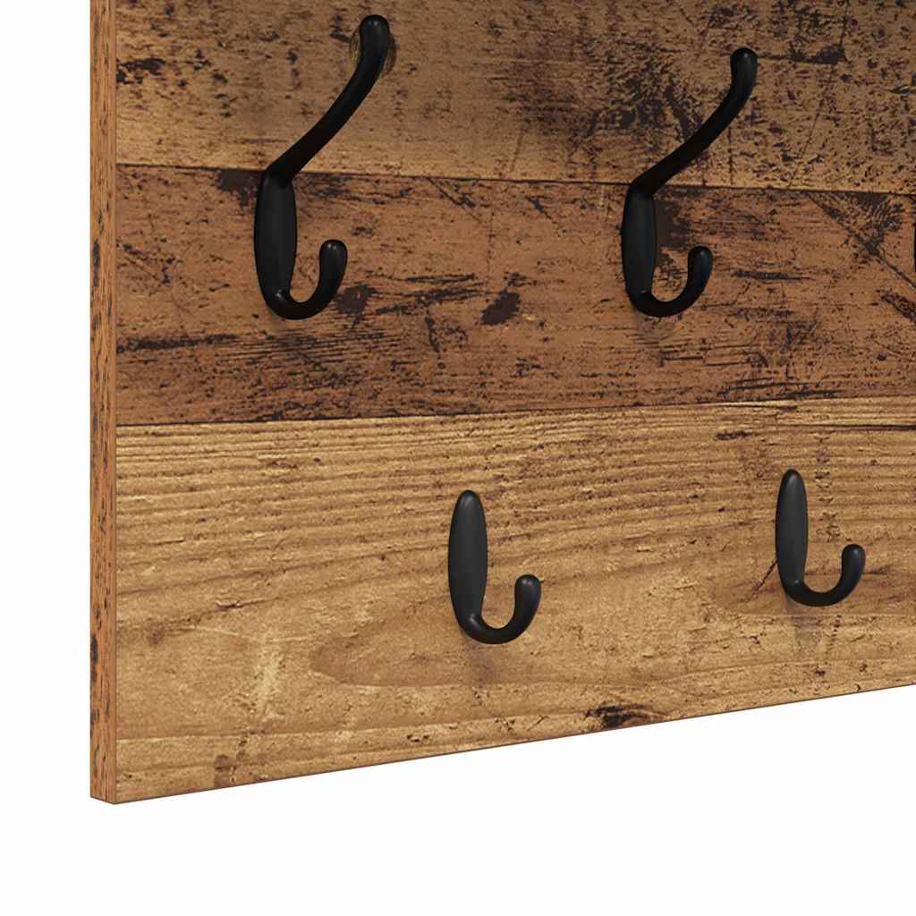 Porte-manteau mural avec étagère Bois ancien 60 x 40 x 12 cm
