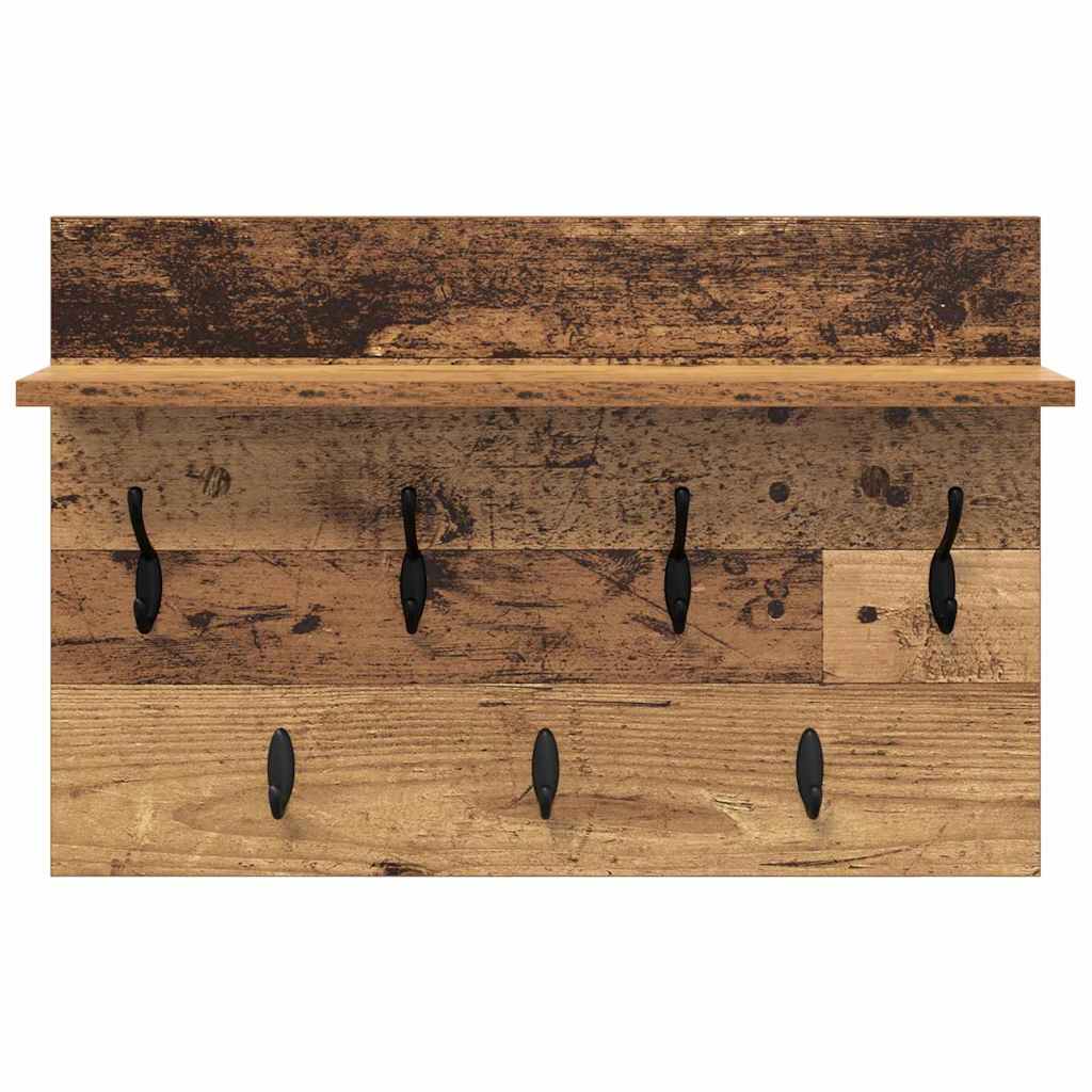 Porte-manteau mural avec étagère Bois ancien 60 x 40 x 12 cm
