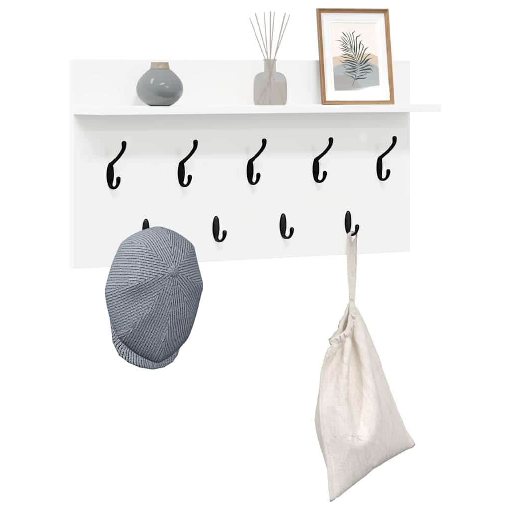 Porte-manteau mural Blanc 80 x 40 x 12 cm Bois d'ingénierie