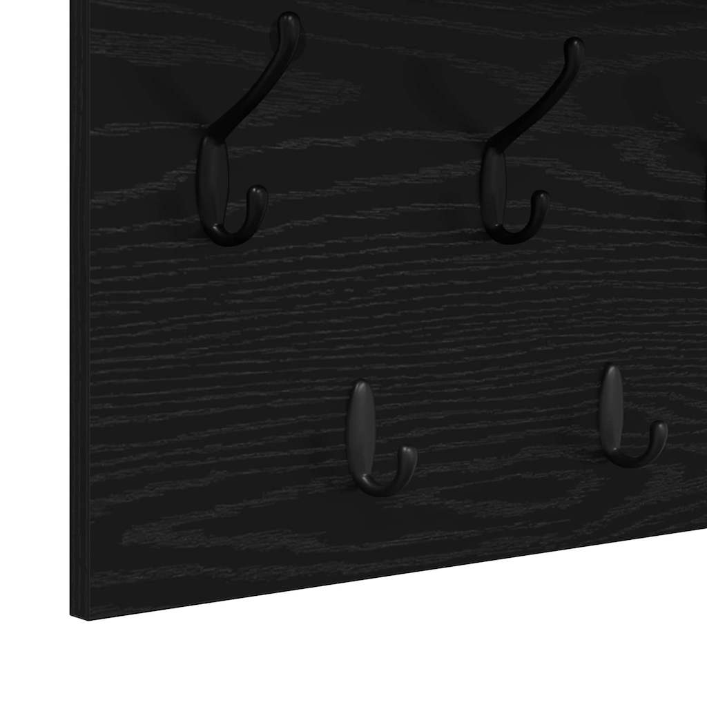 Porte-manteau mural avec étagère Chêne noir 80 x 40 x 12 cm