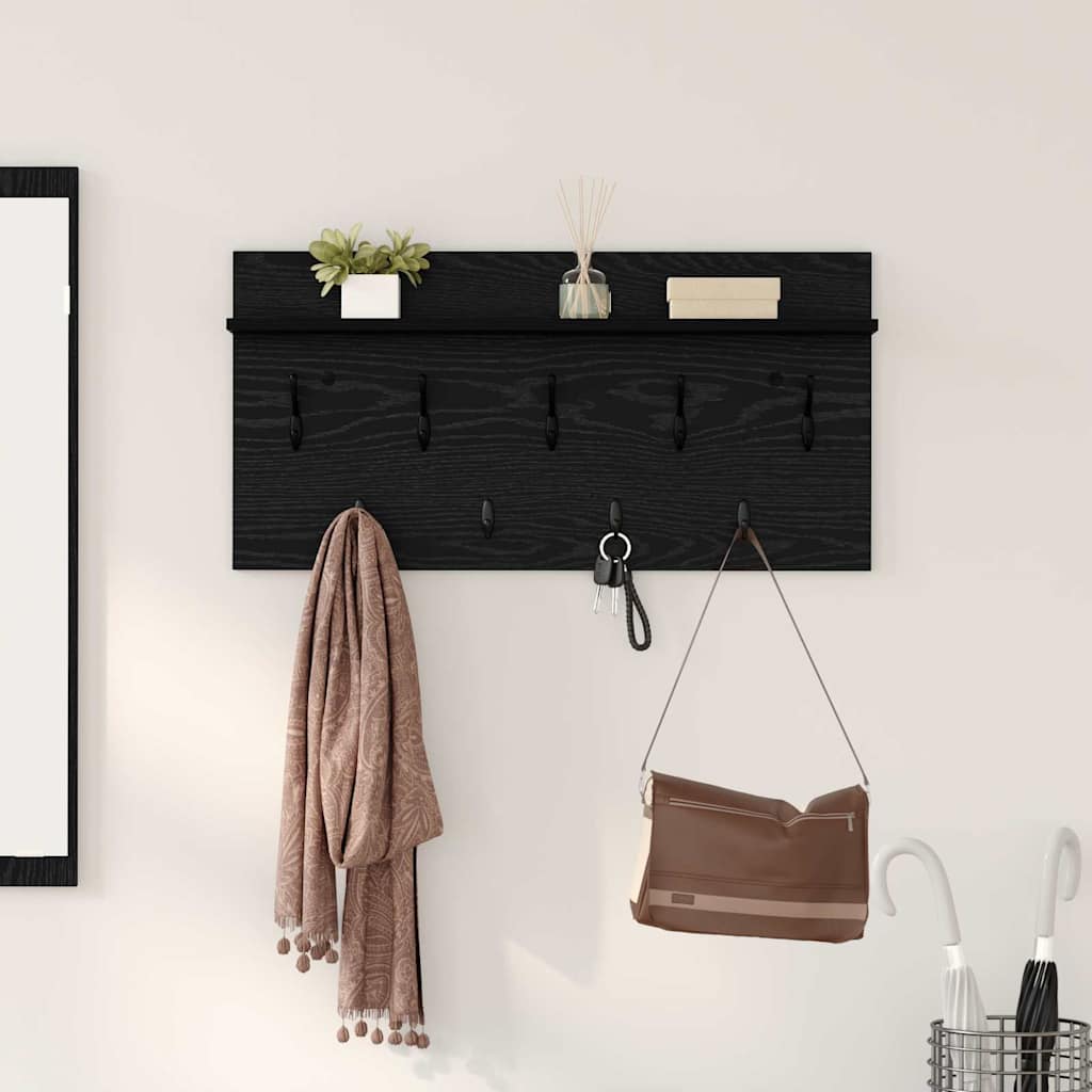 Porte-manteau mural avec étagère Chêne noir 80 x 40 x 12 cm