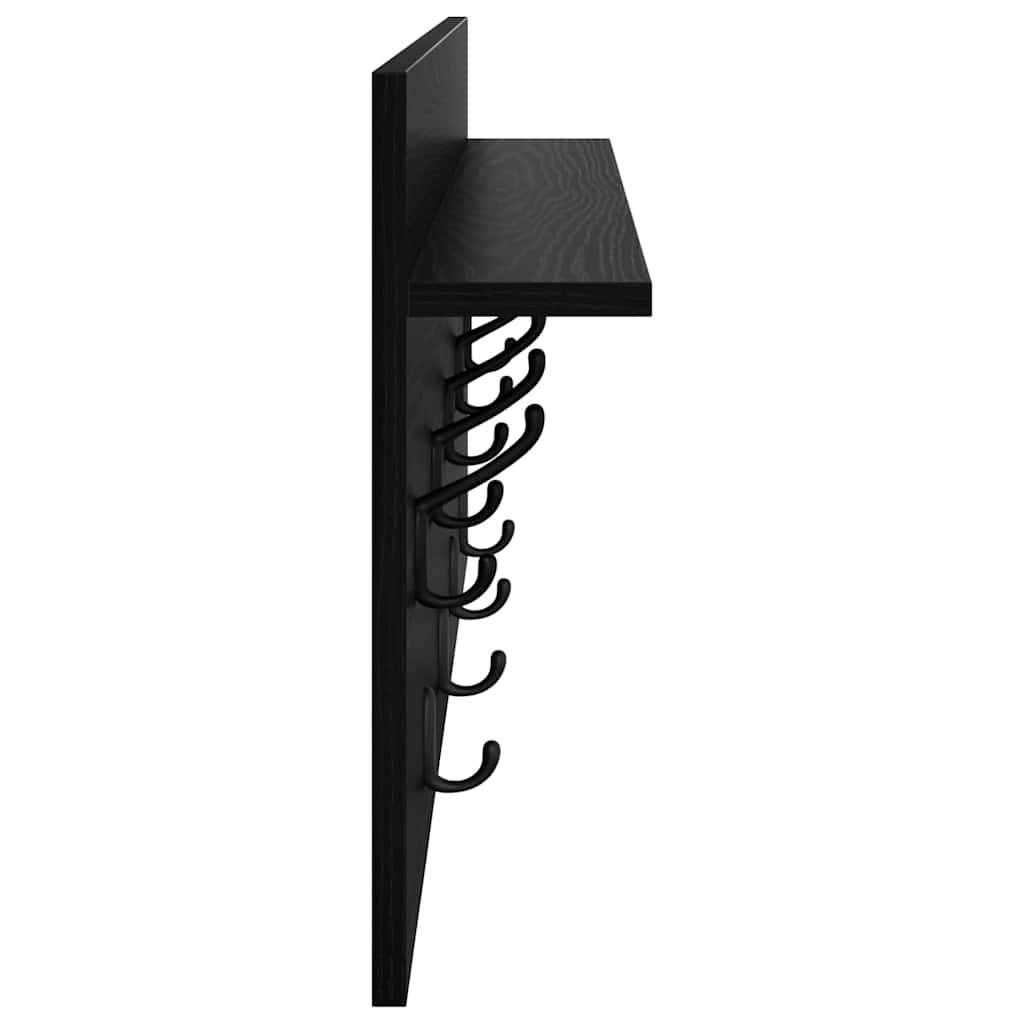 Porte-manteau mural avec étagère Chêne noir 80 x 40 x 12 cm