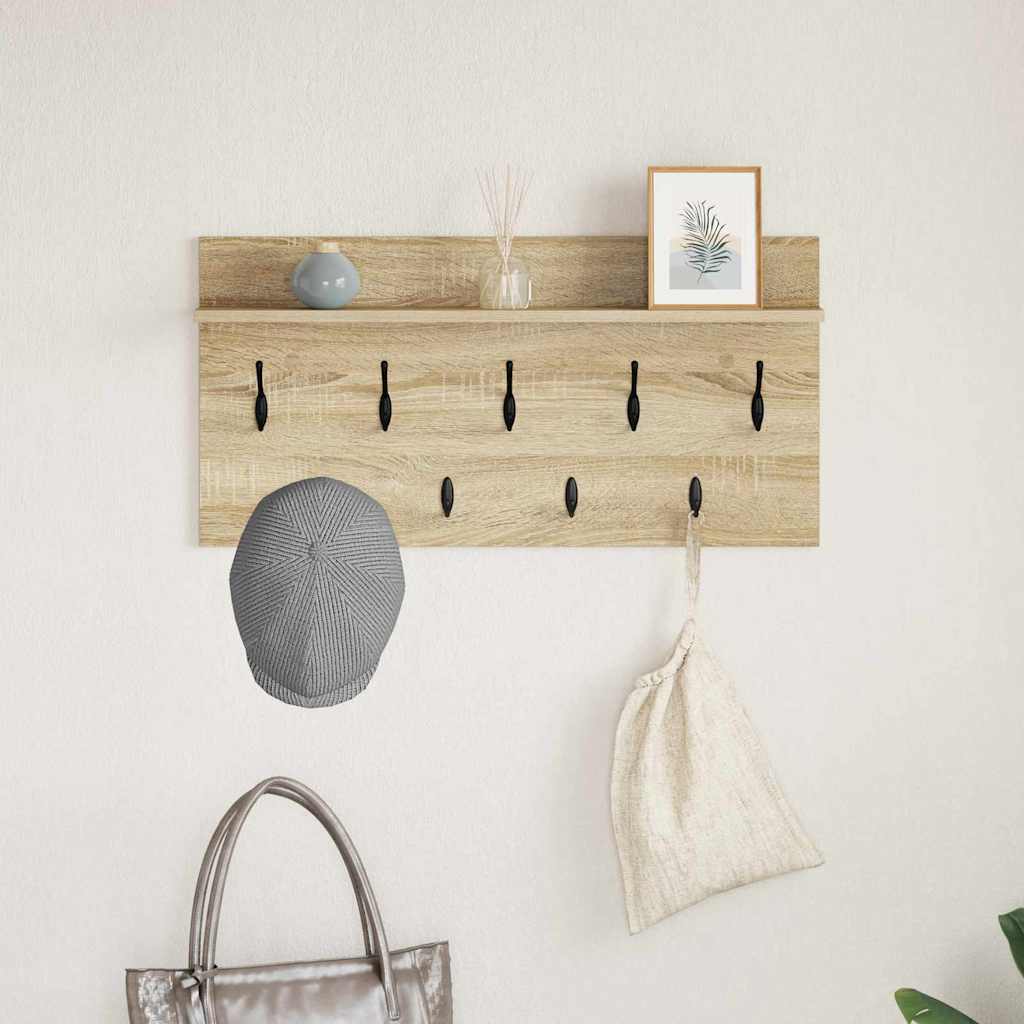 Porte-manteau mural avec étagère Chêne sonoma 80 x 40 x 12 cm