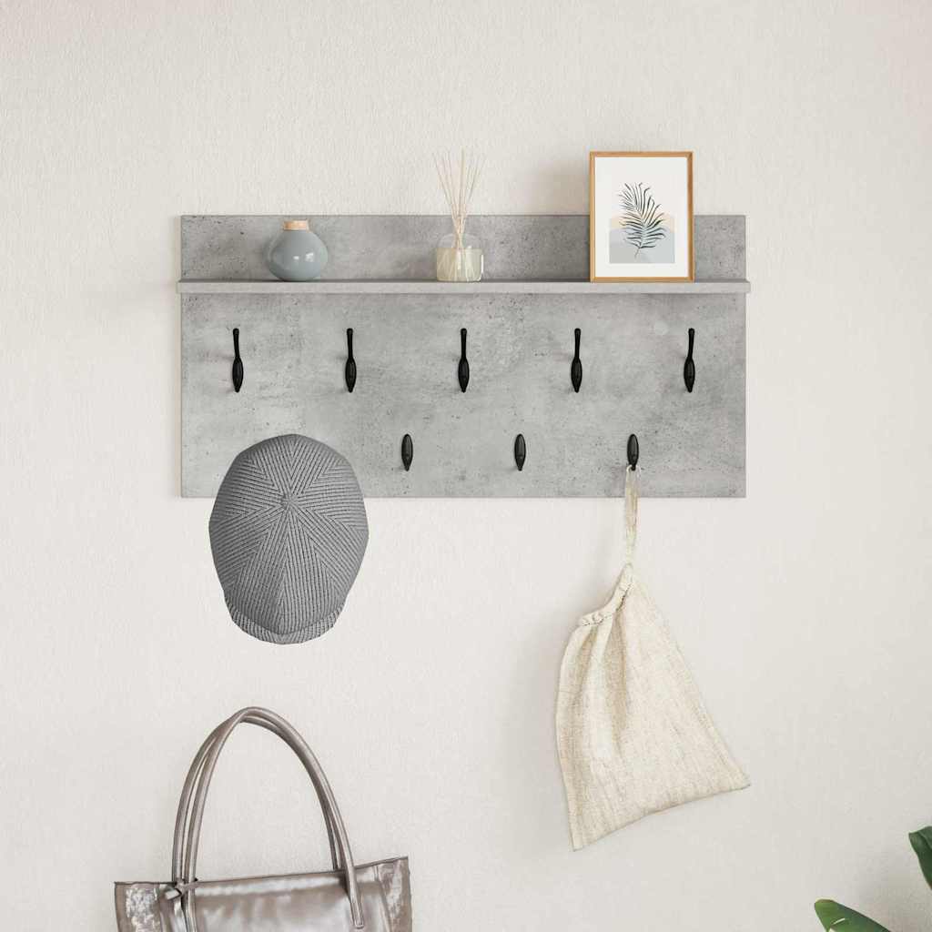 Porte-manteau mural avec étagère Gris béton 80 x 40 x 12 cm