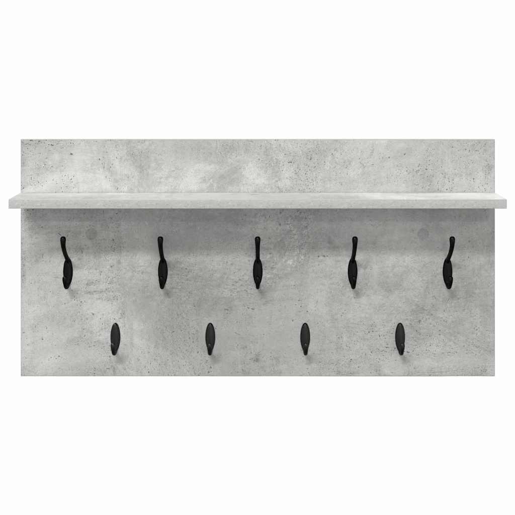 Porte-manteau mural avec étagère Gris béton 80 x 40 x 12 cm