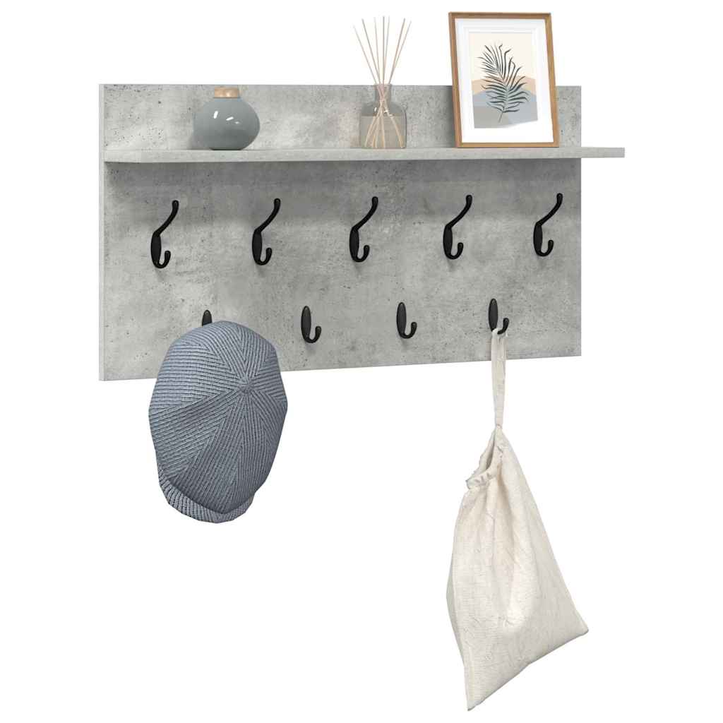 Porte-manteau mural avec étagère Gris béton 80 x 40 x 12 cm