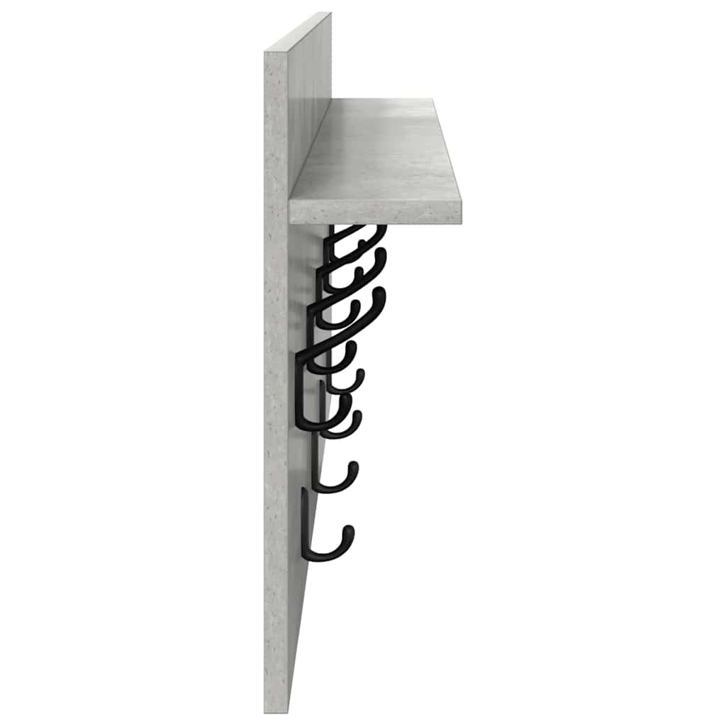 Porte-manteau mural avec étagère Gris béton 80 x 40 x 12 cm