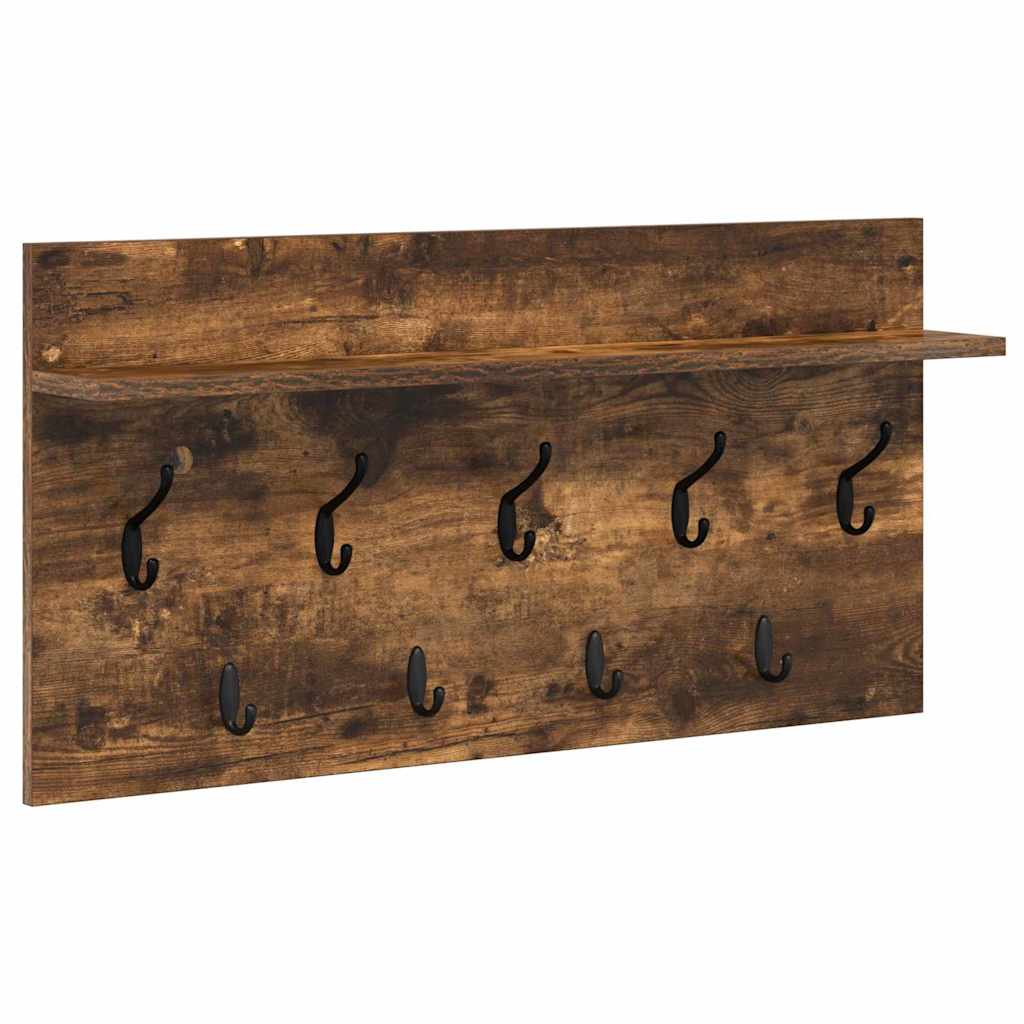 Porte-manteau mural avec étagère Chêne fumé 80 x 40 x 12 cm