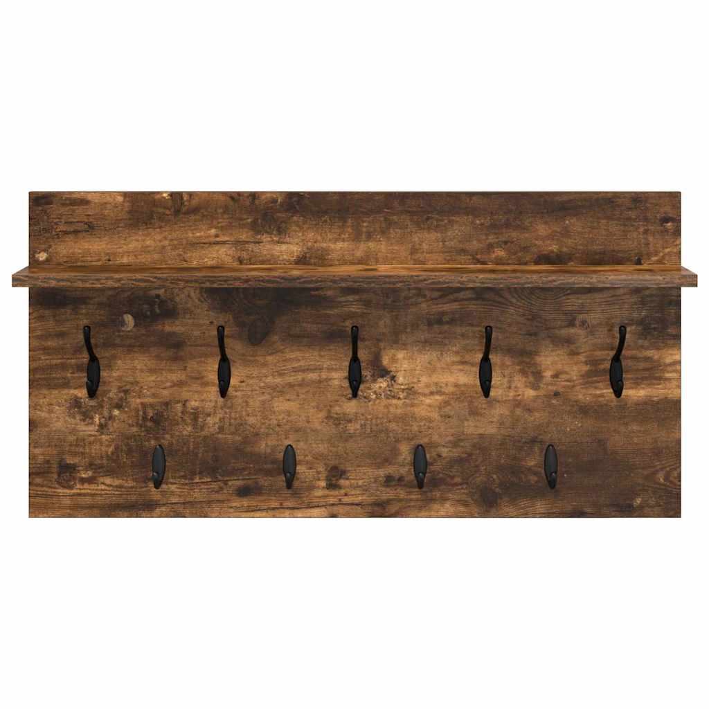 Porte-manteau mural avec étagère Chêne fumé 80 x 40 x 12 cm