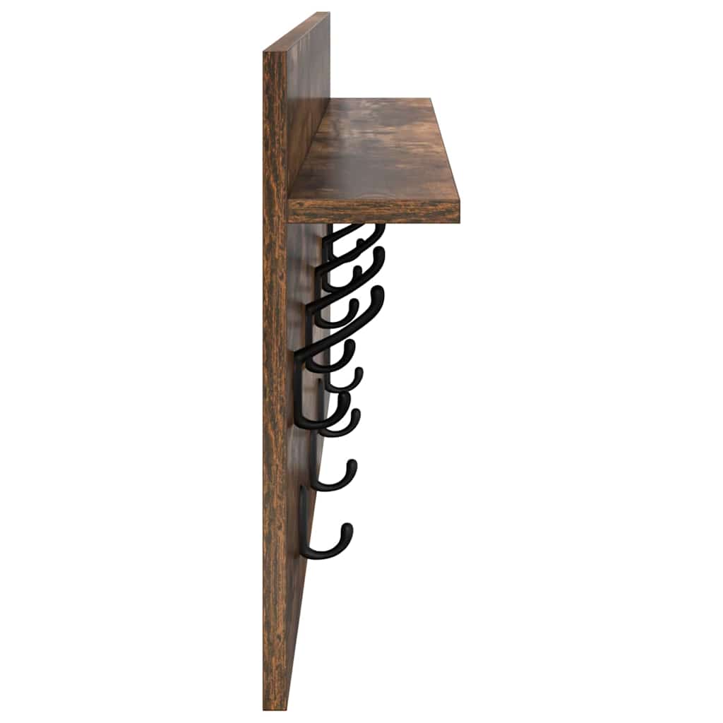 Porte-manteau mural avec étagère Chêne fumé 80 x 40 x 12 cm