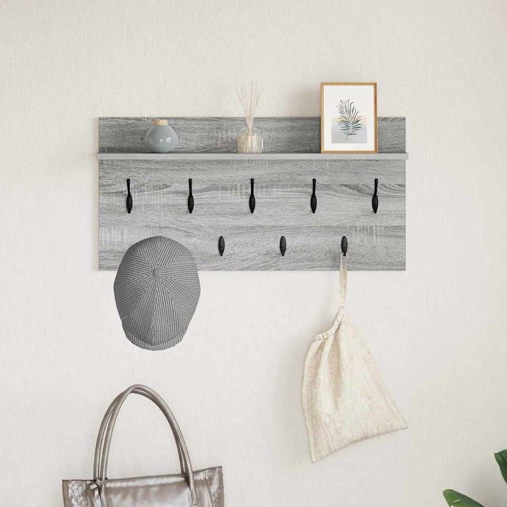 Porte-manteau mural avec étagère Sonoma gris 80 x 40 x 12 cm