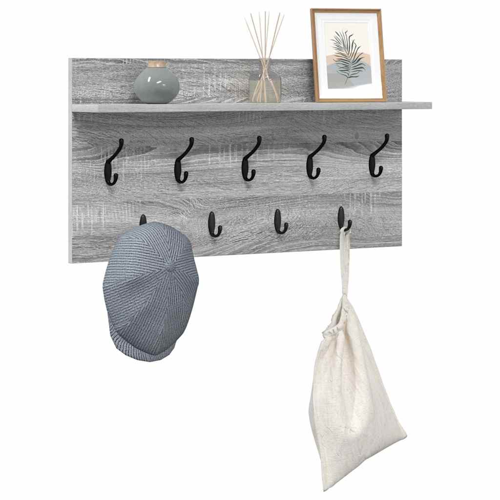 Porte-manteau mural avec étagère Sonoma gris 80 x 40 x 12 cm
