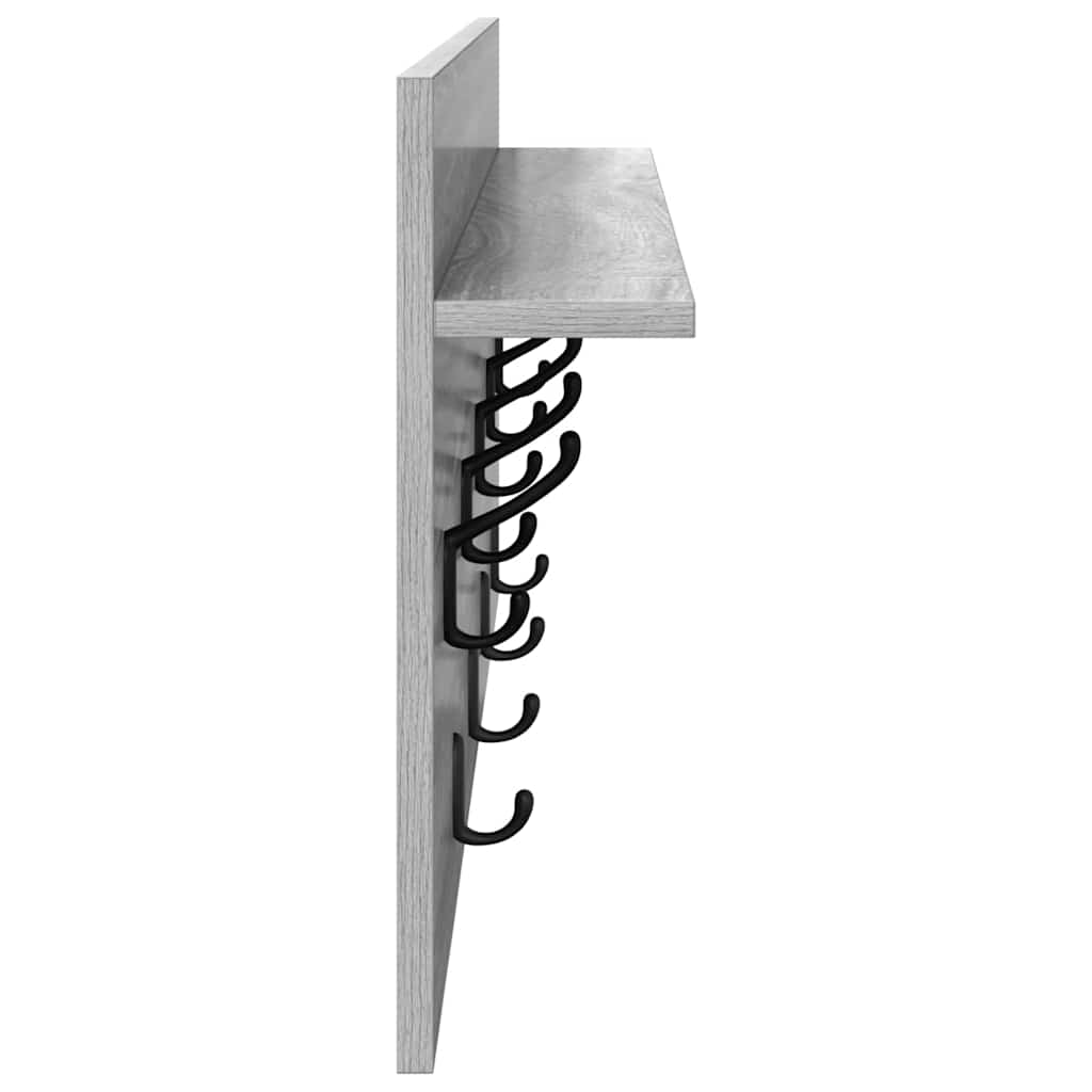 Porte-manteau mural avec étagère Sonoma gris 80 x 40 x 12 cm