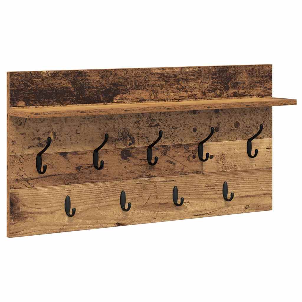 Porte-manteau mural avec étagère Bois ancien 80 x 40 x 12 cm