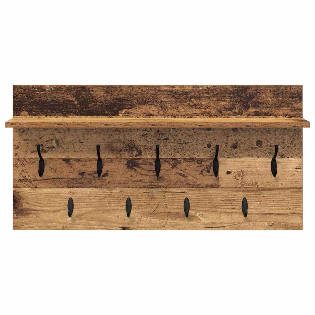 Porte-manteau mural avec étagère Bois ancien 80 x 40 x 12 cm