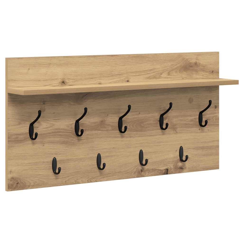 Porte-manteau mural chêne artisanal 80 x 40 x 12 cm