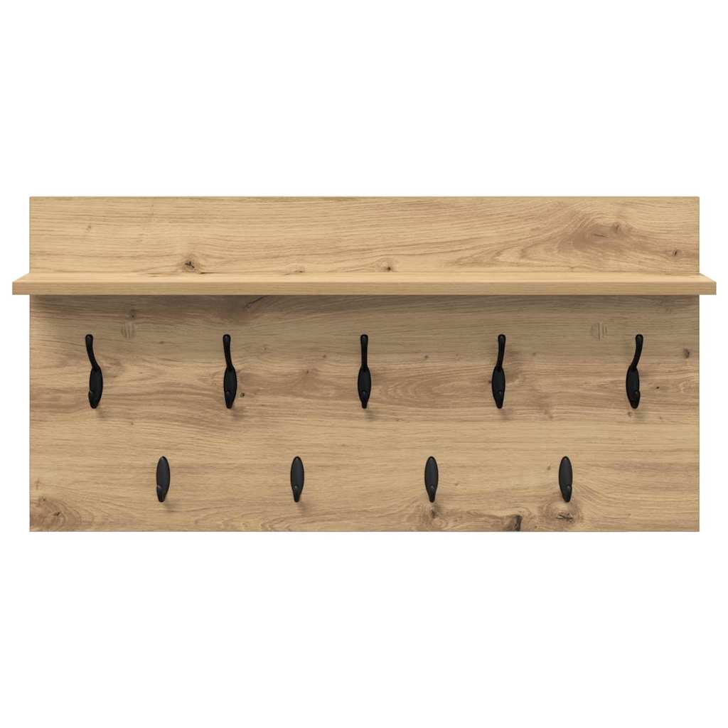 Porte-manteau mural chêne artisanal 80 x 40 x 12 cm
