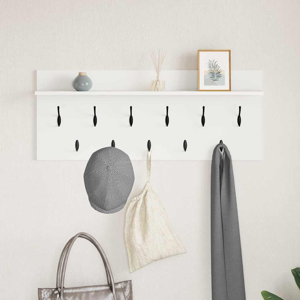 Porte-manteau mural avec étagère Blanc Bois d'ingénierie