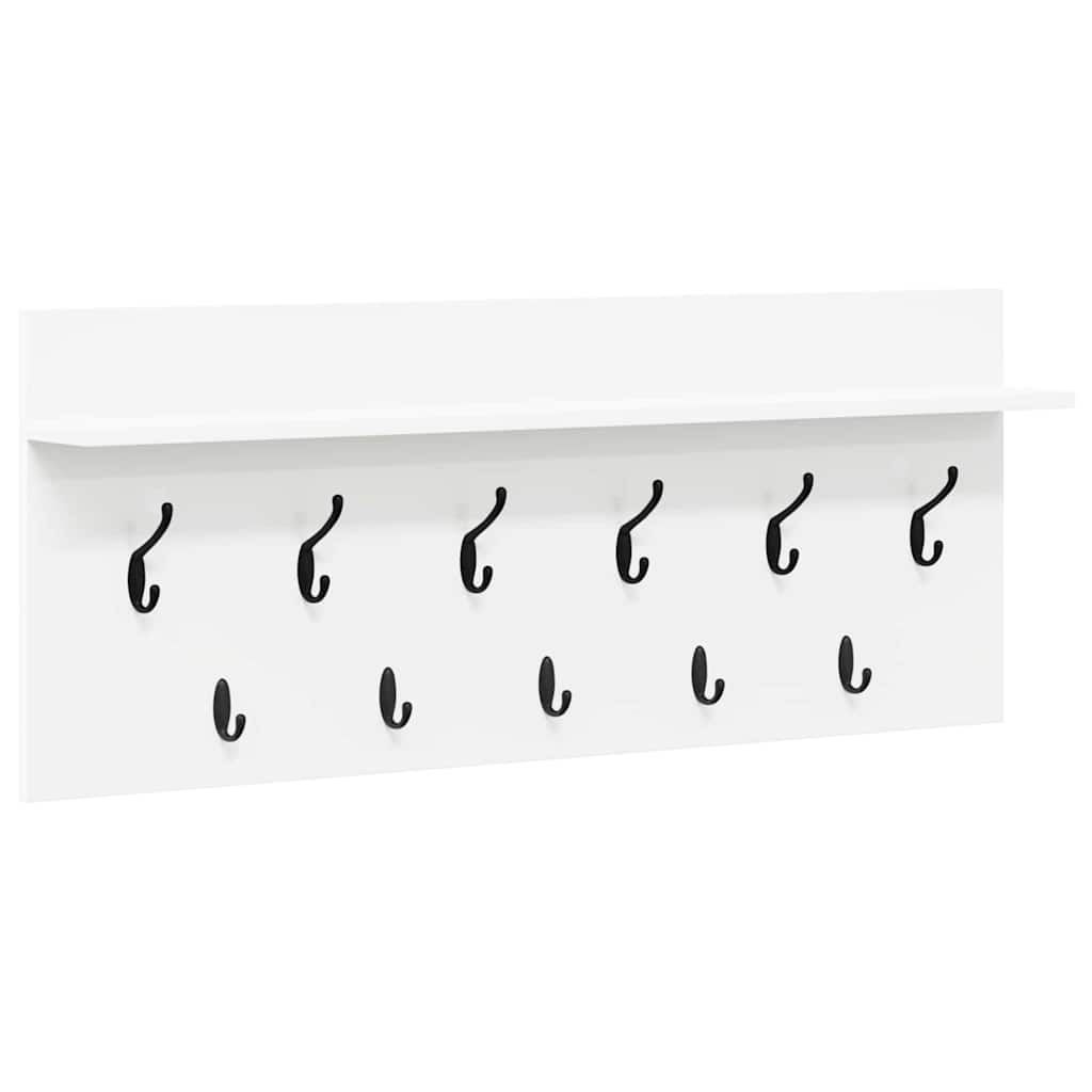 Porte-manteau mural avec étagère Blanc Bois d'ingénierie