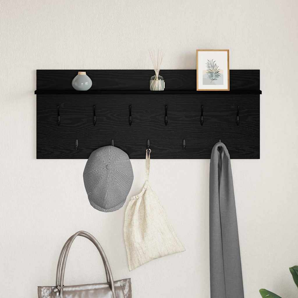 Porte-manteau mural avec étagère Chêne noir Bois d'ingénierie