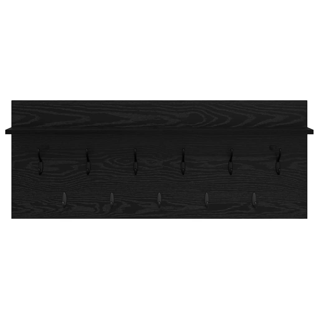Porte-manteau mural avec étagère Chêne noir Bois d'ingénierie