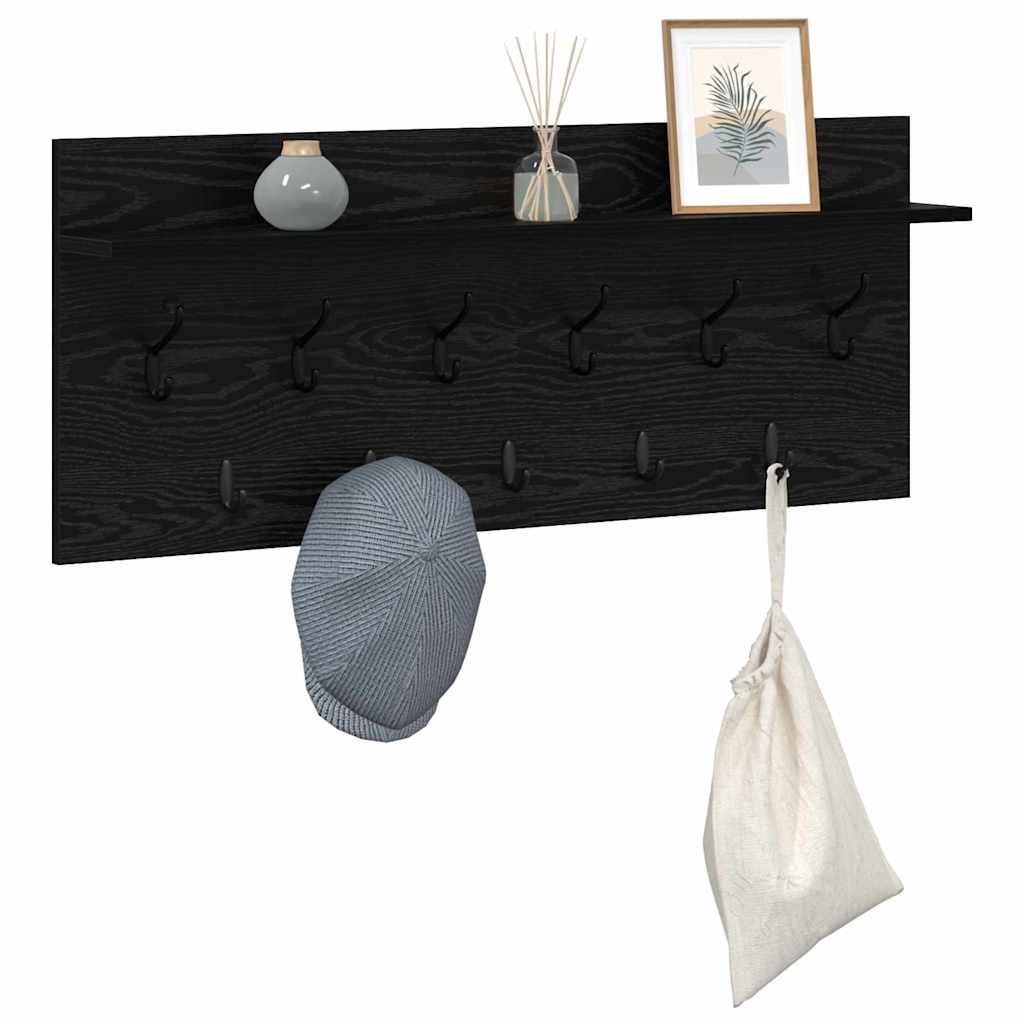 Porte-manteau mural avec étagère Chêne noir Bois d'ingénierie